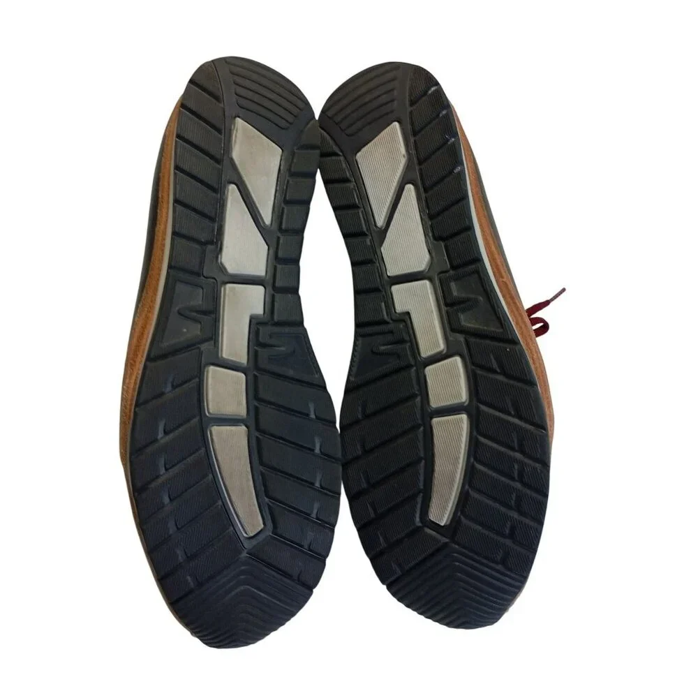 MCNDO Carnaby Shoes Mens Black Leather Size 11 Red Laces Casual Comfort Rubber